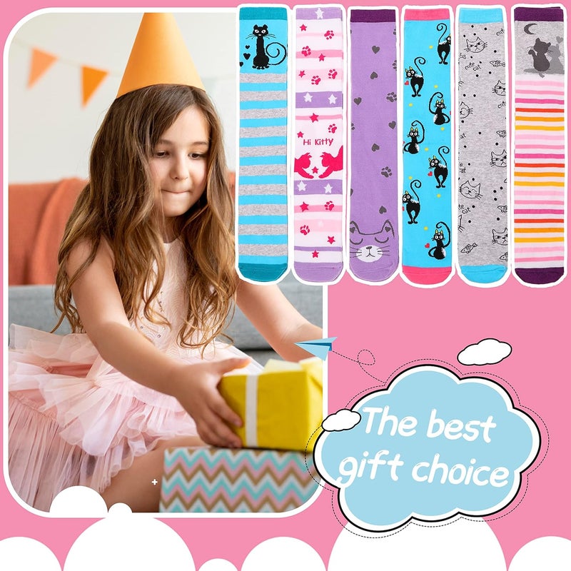 ANTSANG Kids Girls Knee High Socks Long Boot Crazy Silly Fun Gift Cute Tall Animal Socks for Child 6 Pairs - Image 5